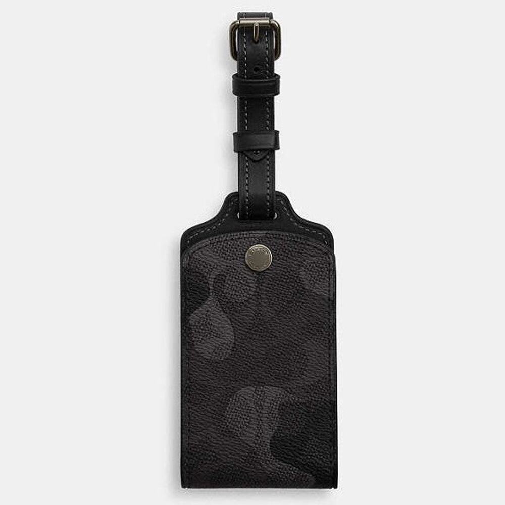 Coach NWT CX877 Luggage Tag In Signature Grey Camo Print Travel Luxury